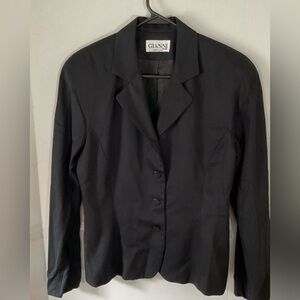 Ganni sport Women's Classic Black Blazer size  8 vintage made in USA rayon